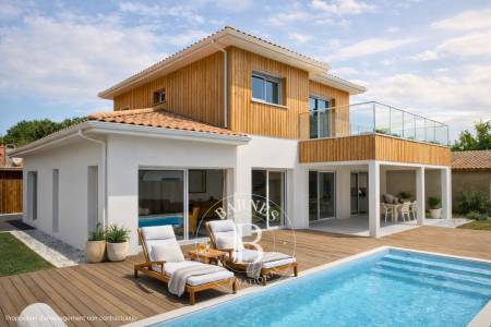 VILLA NEUVE AVEC PISCINE, 4 CHAMBRES, AU CŒUR DE LA TESTE-DE-BUCH
