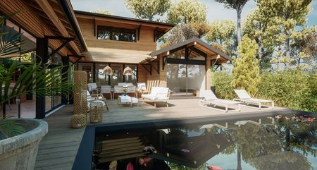 A VENDRE PROJET VILLA D'ARCHITECTE AVEC PISCINE ET 6 CHAMBRES SECTEUR MOUYLLEAU PYLA